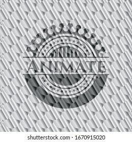 Animar emblema plateado brillante. Patrón de escalas. Ilustración vectorial. Detallado.