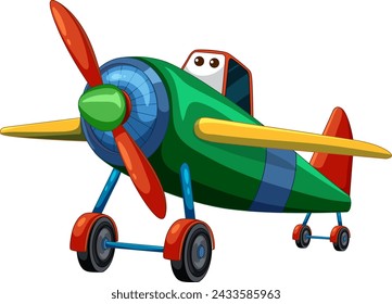 Animated airplane character with eyes and a smile