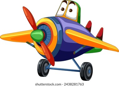Animated airplane with eyes and vibrant colors