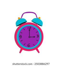 Animated alarm clock isolated with white background 