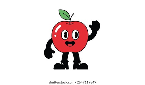The Animated Apple Character is Waving Hello and Welcoming Viewers with a Smile