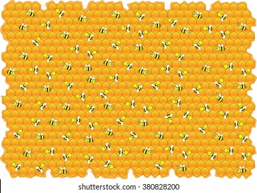 Animated background bumble bees with honey 