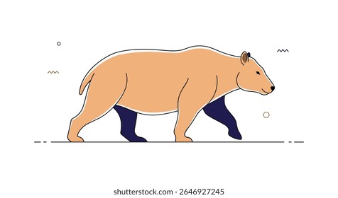 Animated Bear Walking Side View Graphic Design Creature Motion Cute Wild Animal