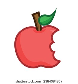 Animated bitten red apple. Vector illustration.
