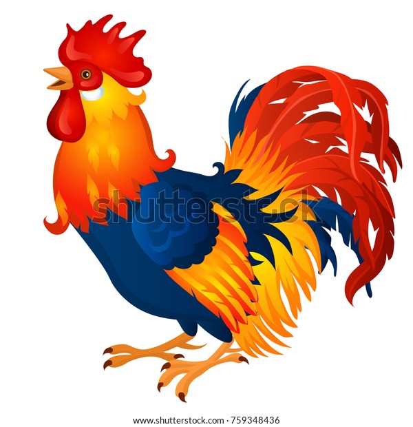 Animated Brightly Colored Cock Isolated On Stock Vector (Royalty Free ...