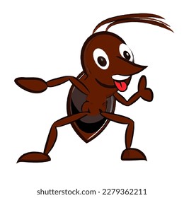 animated brown ant insect animal happily dancing