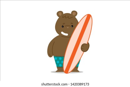 animated brown bear with surf
