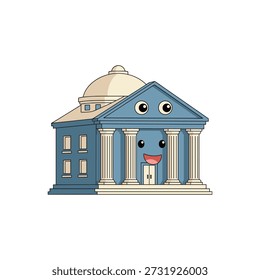 Animated Building Character, Fun Architecture, Playful Design, Digital Art, Cheerful Environment, Vibrant Concept