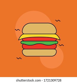 animated burger vector on orange background