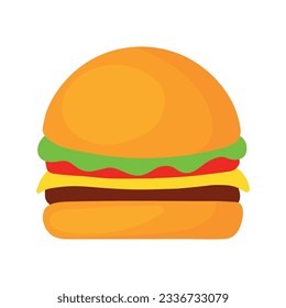 Animated Cartoon Burger Icon Clip Art . Vektorgrafik-Flachsymbol: saftig köstliches Hamburger-Juncker-Essen und Fast Food einzeln auf weißem Hintergrund