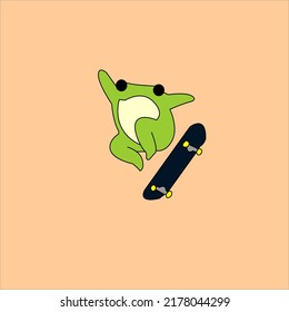 animated cartoon frog playing