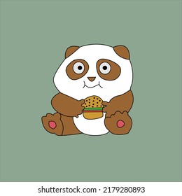 Animated Cartoon Panda Eating Burger