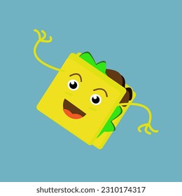 Animated cartoon shape depicting vegetable and meat buns in cute yellow colors