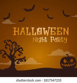 Animated cartoon spooky creatures halloween card . scary background vector