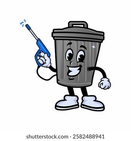 animated cartoon trash can icon. be a cleaner. very suitable for promotional materials or advertisements about cleanliness.