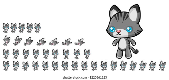 Animated cat game character for creating adventure video games