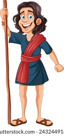 Animated character in traditional shepherd attire