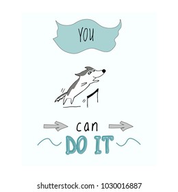 Animated characters Siberian husky.  You can do it. For children. Notebooks, cards, labels, diaries, accessories-school, stickers, t-shirts, banners, tags