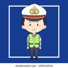 animated chibi traffic police in Indonesia