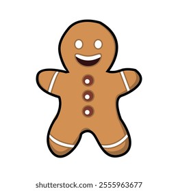 An animated Christmas gingerbread cookie shaped like a gingerbread man, and candy, bringing cheerful holiday vibes.