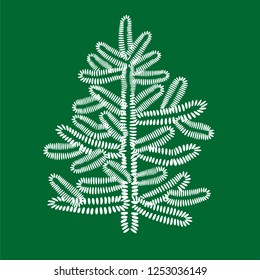 Animated Christmas green tree isolated on green background in flat style. For create New Year design, Christmas greeting card mockup,, gift wrapping paper, clipart. Vector illustratlion.