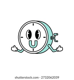 Animated Clock Character, Fun Illustration, Whimsical Design, Joyful Environment, Playful Concept