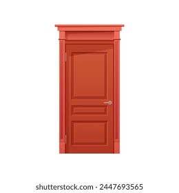 Animated closed door. Home entrance door, wooden front door cartoon vector illustration