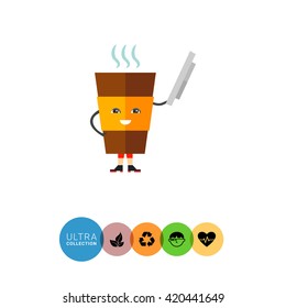 Animated coffee cup taking off his hat icon