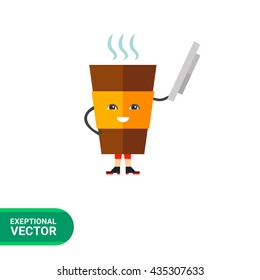 Animated coffee cup taking off his hat icon