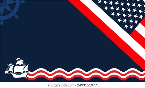 Animated columbus day background with United States flag and copy space area. Suitable for use as a business advertising background