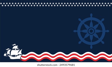 Animated columbus day background with United States flag and empty space area. Suitable for use as a business advertising background