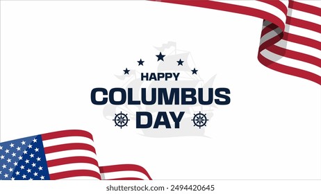 animated columbus day greeting background with United States flag and empty space area. Suitable for use as a business advertising background