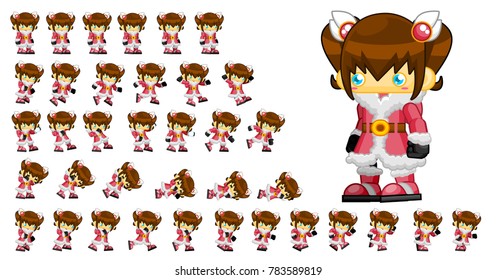 Animated cute girl character for christmas video games