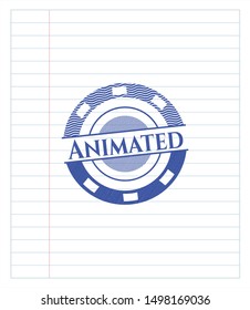 Animated emblem draw with pen effect. Blue ink. Vector Illustration. Detailed.