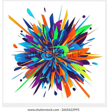 An animated explosion of vibrant, abstract shapes and colors. The animation begins with a central burst ofColourful 
