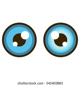 Animated eyes. Pupils. Vector illustration isolated on white background.