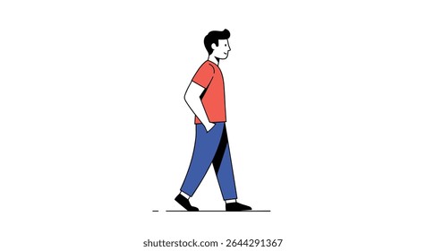 Animated Figure Walking Cycle Representing Movement Progress and Change in Life Journey