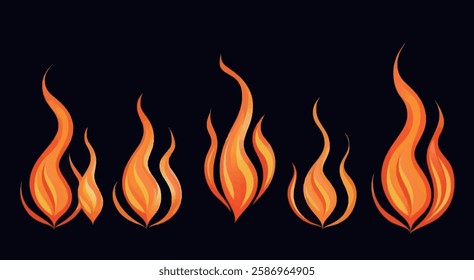 Animated fire animation sequence, displaying a series of flame motions against a dark backdrop.