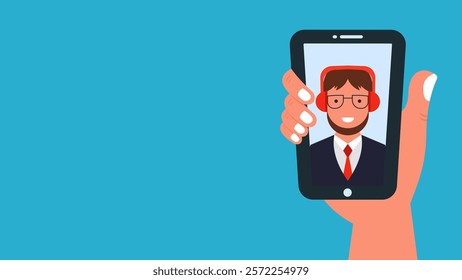 Animated Footage of Business Communicating Long Distance. Character Concept Communicating on Mobile Phone