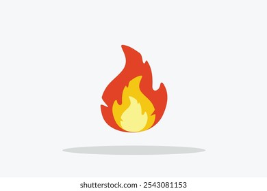 Forma animada y cuadrada, bola de fuego y llama. Fogata de dibujos animados. Vector de tamaño exacto Illustrator.