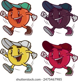 ANIMATED FRUITS STYLE RUNNING MASCOT WITH CAP AND SNEAKERS