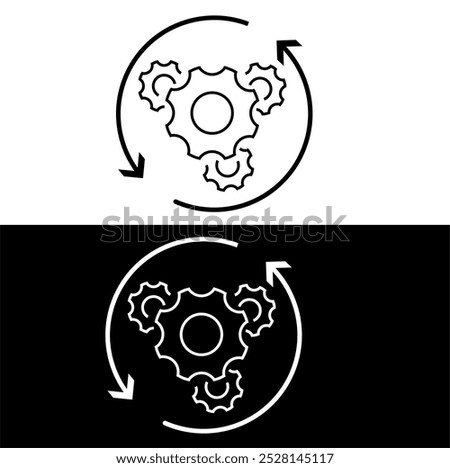 Animated gear icon. Reset illustration, flat style vector.