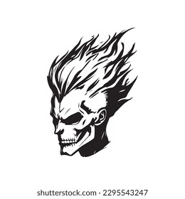 Animated ghost rider head cartoon vector thick lines colo