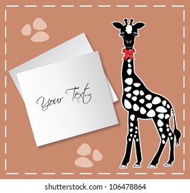 animated giraffe with blank  paper for message