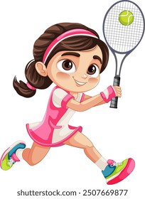 Animated girl swinging tennis racket