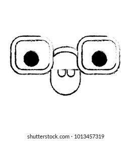 animated glasses with smiling expression in black blurred contour