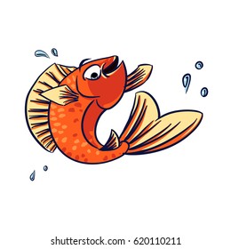 Animated Goldfish Jumping Up For Joy In A 