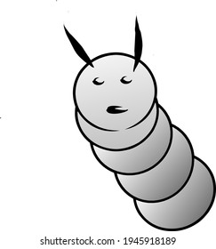 Animated gradient caterpillar illustration on white background.