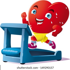 An Animated Heart Run On The Treadmill