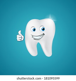 Animated hero happy human tooth
